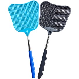 CUNCUI Fly Swatters Heavy Duty Set, with Durable Telescopic Stainless Steel Extendable Handles, for Home, Classroom and Office, 2Pcs, 2 Colors