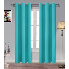 MDS - Paquete de 1 cortinas opacas para sala de estar y recámara, aislamiento térmico, con ojales, cortinas para oscurecer la habitación (verde azulado, 42 x 90)