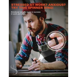 FIBO STEEL Stainless Steel 8mm Black Rings for Men Chain Rings Biker Grooved Edge,Spinner Ring with Chain Fidget Ring for Anxiety,Size 8 Black