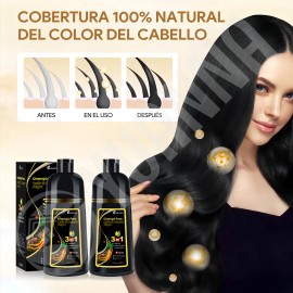 Kaisasa Shampoo Con Tinte Cubre Canas Natural Jengibre 500ml-Negro 