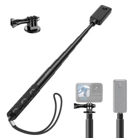 ATUMTEK 130cm Invisible Selfie Stick, 1/4" Extendable Monopod Pole, Solid and Compact Design for Insta360, for GoPro, DJI, Action Cameras (Buckle Mount for GoPro & DJI and Wrist Strap Included)