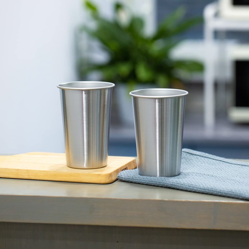 SMLIXE 8 Pack 16oz Stainless Steel Pint Cup,Healthy Unbreakable and