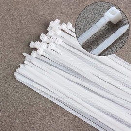Cable Ties Clear White 300mm x 4mm (100 Pack), Plastic Zip Ties Long Heavy Duty with 40lbs Tensile Strength, Self-Locking Nylon Plastic Wire Ties Wraps for Office, Household and Outdoor