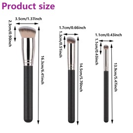 Foundation-Pinsel, 3 professionelle Make-up-Pinsel, Foundation-Pinsel und Concealer-Pinsel, zum Auftragen von flüssiger Grundierung, zum Polieren, Verblenden von Make-up auf dem Gesicht