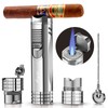Cigar Lighter, Cigar Punch, Cigar Draw Enhancer, Cigar Holder,All-in-one Refillable