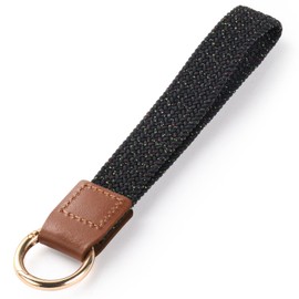 Vicloon Wrist Lanyard, Wrist Lanyard Key Chain, Keychain Lanyard Wristlet Strap with Metal Keyring Leather Wristband Key Chain for Car Keys ID Badges Card (Black)