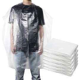 100PCS Disposable Hairdressing Capes Adult Kids Salon Hair Cutting Gowns Barber Hairdressing Hair Dye Cape Waterproof Plastic Shawl Haircut Apron for Hair Styling,Cutting,Coloring