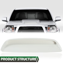 GRAND ORANGE Hood Scoop Kit Compatible with Toyota Tacoma 2005 2006 2007 2008 2009 2010 2011 Hood Bulge Kit Color Code 040 Super White 7618135050A1