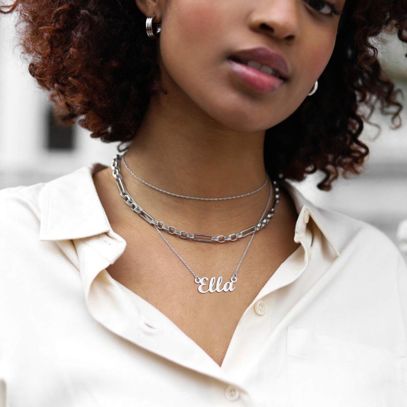 Samantha Necklace Stainless Steel Script Nameplate Jewelry Women Girls Name
