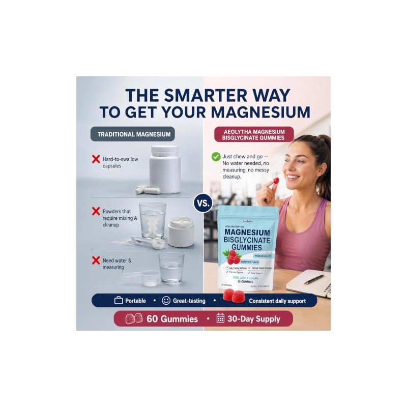 Magnesium Bisglycinate Gummies, High Absorption, Raspberry Flavour, Improved Sleep, Neural