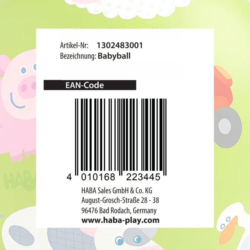 HABA Soft Baby Ball with Farm Animals for Tummy Time