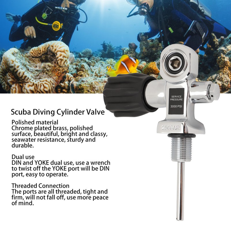 Scuba Diving Cylinder Valve G3/4 DIN Yoke Dual Use 250