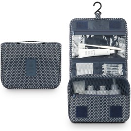 Mossio Hanging Toiletry Bag - Large Cosmetic Makeup Travel Organizer for Men & Women with Sturdy Hook (Navy Star)