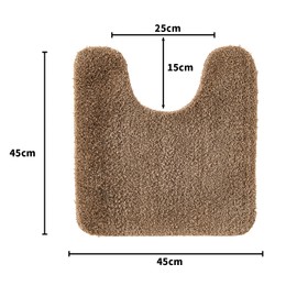 MIULEE Absorbent WC Toilet Rug Non Slip U Shape Bath Mat with High Hydroscopicity Rugs Super Soft Cozy and Shaggy Microfiber Rug Carpet for Bathroom Brown 45 x 45 cm