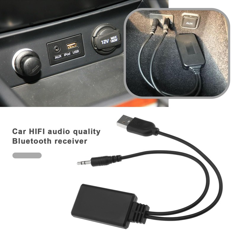 eMagTech Car Bluetooth 5.0 Receiver Bluetooth AUX Adapter 5-12V 3.5mm/0.14in