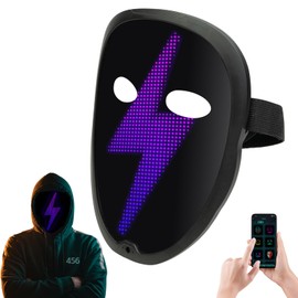 BBDKL New LED Mask with Bluetooth Programmable App,Shining Led Light Up Face Mask Great for costume Cosplay Party，Adult Unisex Mask