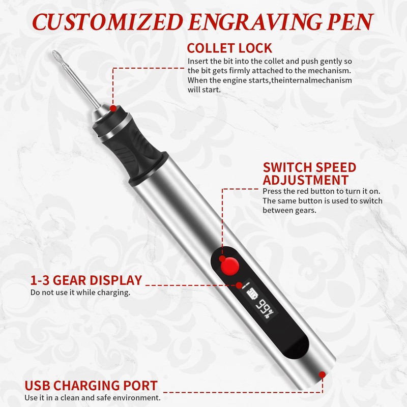 Kaibced Engraving Pen, Ultimate Cordless Engraving Pen for Artists &
