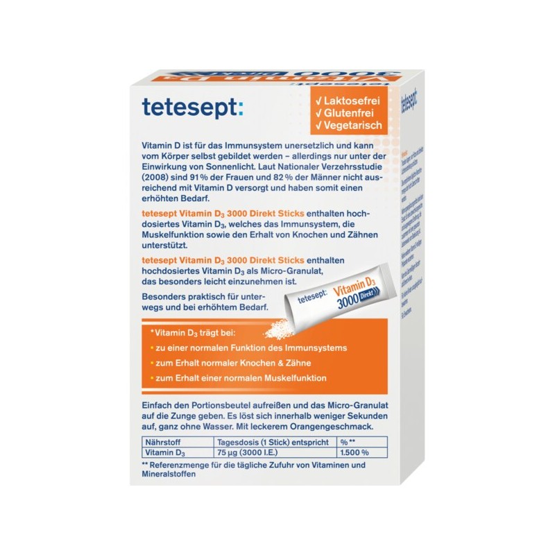 테테셉트 tetesept 비타민D3 3000 다이렉트 스틱 29개 36g tetesept Vitamin