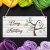"Busy Knitting" Sign - Whimsical Craft Room Decor for Knitting
