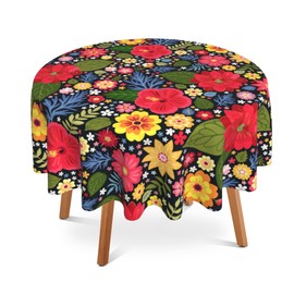 UIUPRO Round Tablecloth 60 inch,Colorful Vintage Flowers Circle Table Cloth Polyester Waterproof Stain Wrinkle Free Table Cover for Home Kitchen Dining Party Pinic Patio Outdoor Decor