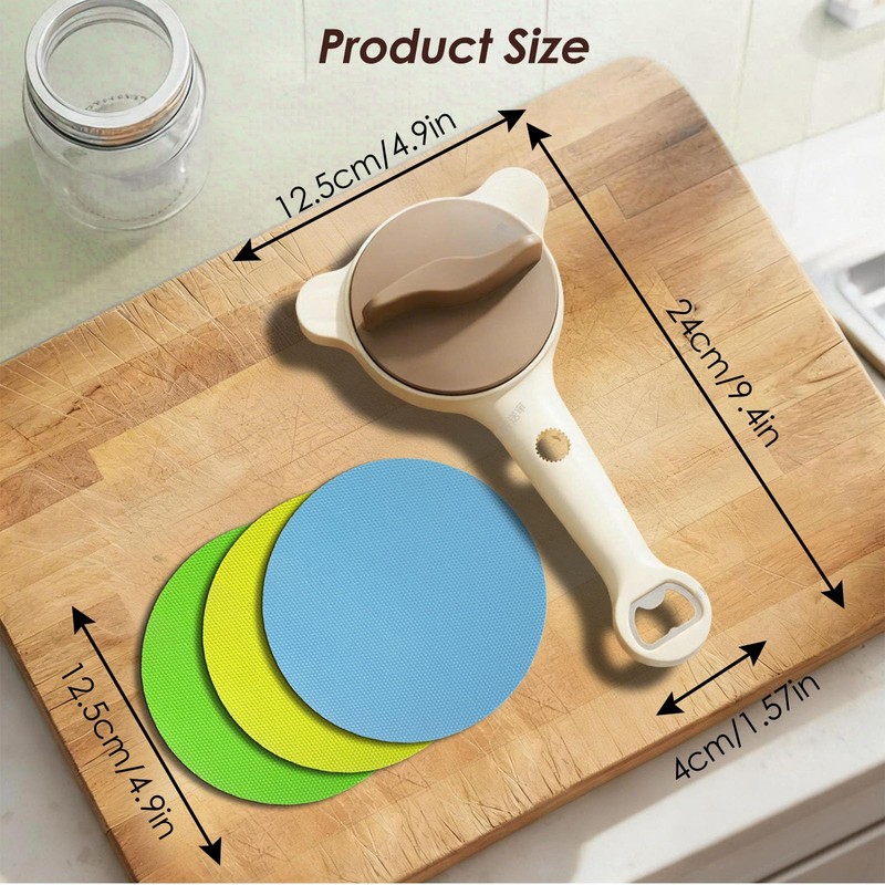 4 in 1 Multi-Purpose Jar Opener, with 3pcs Rubber Jar
