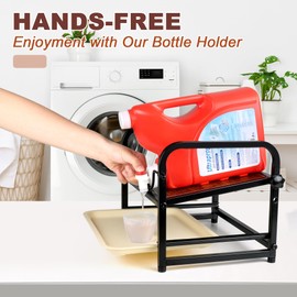 Alytree Laundry Detergent Holder & Laundry Detergent Soap Dispenser - Liquid Laundry Detergent Organizer with Drip Tray & Adjustable Tilting Board, for Laundry Room Organization and Storage