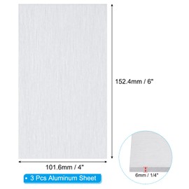 PATIKIL 6061 T651 Aluminum Sheet Metal 4 x 6 x 1/4(0.236") Inch 3Pcs Flat Plain Aluminum Plate Covered Stock with Protective Film, Heat Rectangle 6MM for Lndustry Crafting