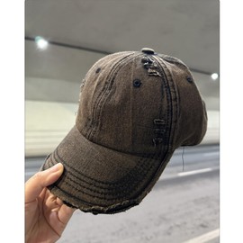 Washed Distressed Vintage Baseball Cap Unconstructed Cotton Dad Hat Trendy Trucker Hat for Womens Headwear (US, Alpha, One Size, Brown)