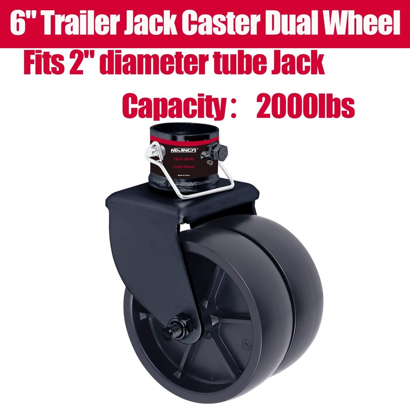 NBJINGYI 6" 2000lbs Dual Trailer Swirl Jack Caster Wheel with