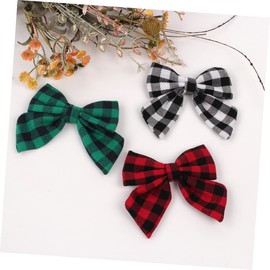 Abaodam 3pcs Cute Lattice Bow Hair Clips for Girls Lightweight Bowknot Hairpins Black Green Red for Birthdays Showers and Everyday Wear