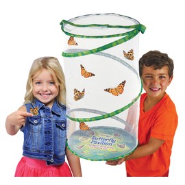 Insect Lore Giant Butterfly Garden with Voucher | 18 Inch Habitat | Life Cycle Figurines Included | Voucher to Redeem 5 Baby Caterpillars Later | Raise Painted Lady Butterflies
