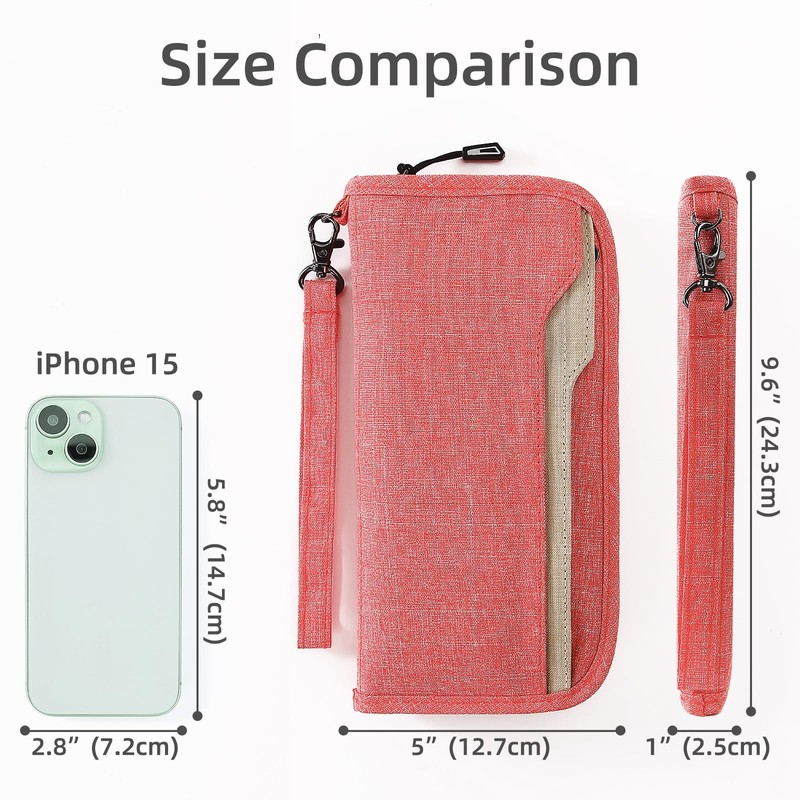 ZOPPEN RFID Travel Passport Wallet & Documents Organizer Zipper Case