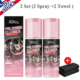 Unbranded 1-3x Polishing Cleaner Cars Interior Car Interior Detailer & Cleaner 100ml - 2Set (2 Spray +2 Towel )