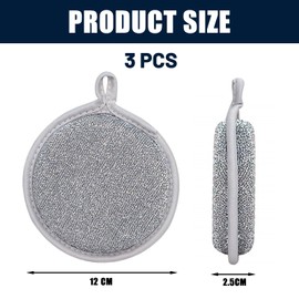 NATOSU Multifunctional Wire Dish Cloths for Wet and Dry Cleaning, Round, Multipurpose, Double Layer, Scratch Resistant, Wire Dish Cloth, Cleaning Washcloth