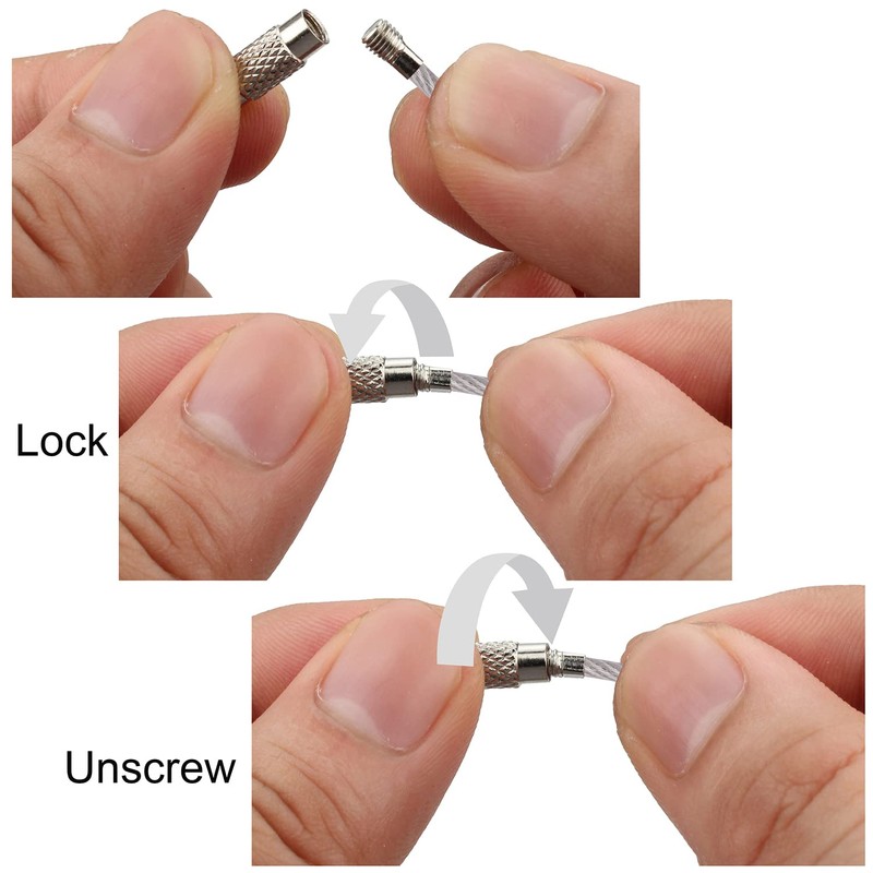 Wisdompro Wire Keychains, Screw Type, Wire Keyring, Key Chain, Stainless