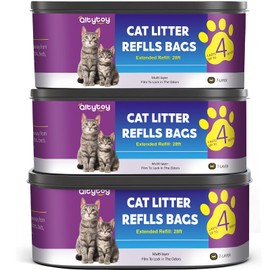 Qltytoy Cat Litter Refill Bags Jumbo 28FT-3 Pack Compatible with Litter Genie Refill Standard,Plus,Style Pail Refills,Cat Refill Cartridge Lasts Up to 12 Months(NOT Compatible with XL)