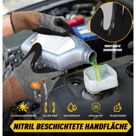 Migliore Wear Level 7 Cut Resistant Gloves, Touchscreen Carving Glove with Nitrile Palm, Firm Grip, Lightweight Oil-Proof Cut Protection Gloves for Men and Women