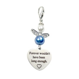 Dorla Cool Memorial - Ramo de boda con ángel de la guarda algo azul para recuerdo de la novia, novio, boutonniere Charm Forever wouldn't have been long enough remembrance gift
