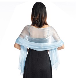 NiceYnn Chiffon Organza Scarf Evening Dresses Women Plus Size 170 x 72 cm Sheer Smooth Silky Scarf Wedding Formal Party Light Blue One Size, lightblue
