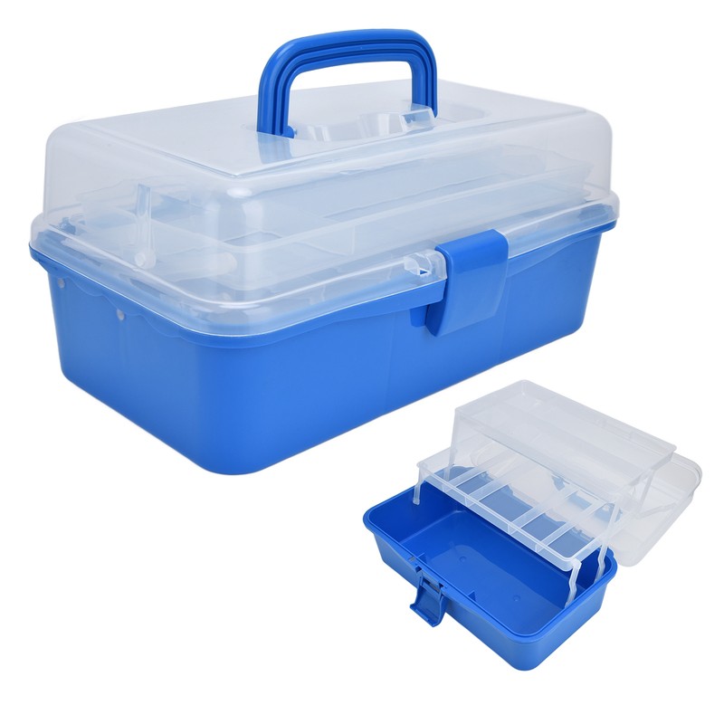 Plastic Storage Box Portable 3 Layer Folding Handheld Tool Organizer