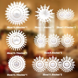 Paper Christmas Decorations, 12PCS White Paper Christmas Snowflake Decorations Snowflakes Paper Fans Christmas Paper Snowflakes Hanging Decoration for Winter Home Christmas Wedding Decorations