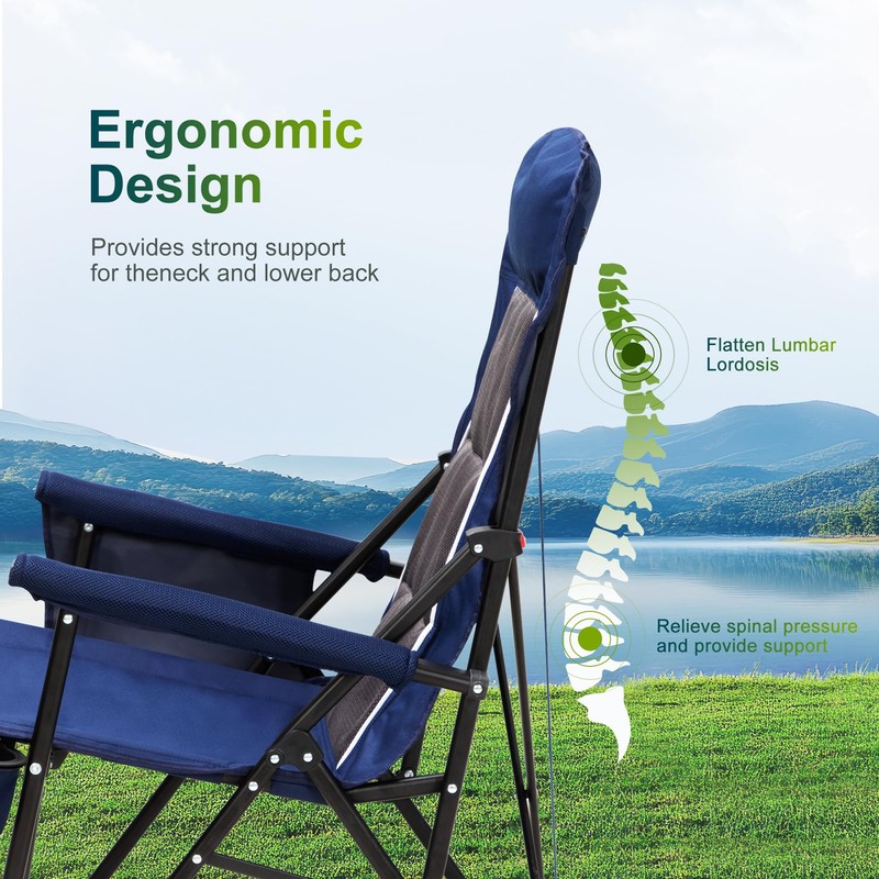 ALPHA CAMP Oversized Folding Camping Chairs High Backrest Heavy Duty