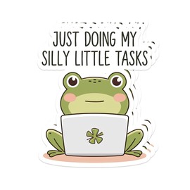 3 Just Doing My Silly Little Tasks Stickers - Cute Frog Aesthetic Vinyl Sticker Waterproof for Laptops, Planners, Water Bottles and Productivity Lovers