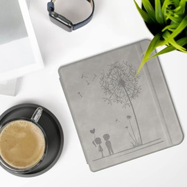 kwmobile Case Compatible with Tolino Vision 6 Case - Faux Leather Cover - Dandelion Love Grey