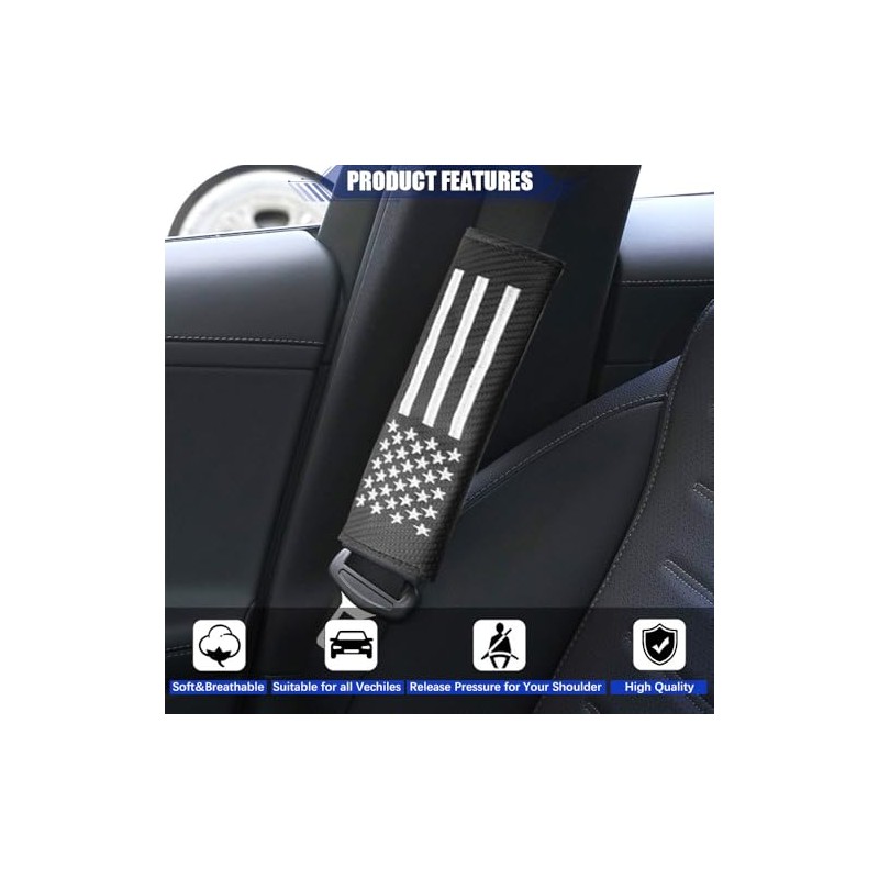 JDDRY 2PC Soft Carbon Fiber Seat Belt Covers with USA