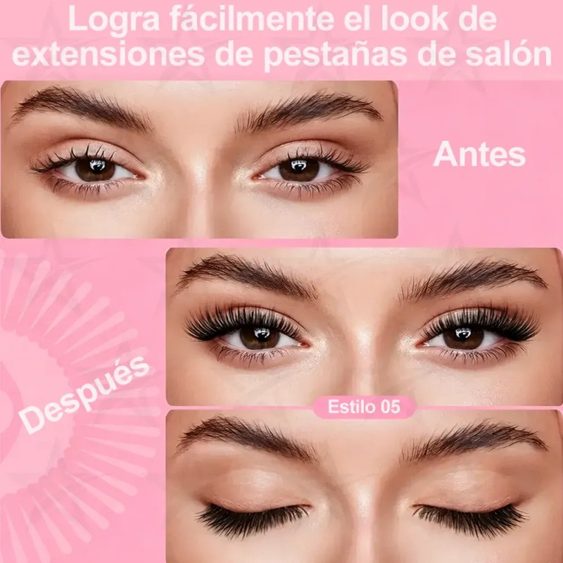 2 Pares Pestañas Magnéticas Natural Reutilizables +aplicador