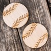baseballcoasterset Baseball Coaster Set of two 4x4in Raw Wood