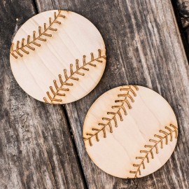 baseballcoasterset Baseball Coaster Set of two 4x4in Raw Wood