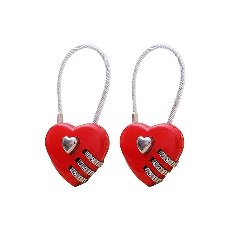 Tustao Mini Love Heart Lock,Red Heart Padlock, Mini Code Lock,Bags/Suitcase/Lockers/Backpacks/Jewelry