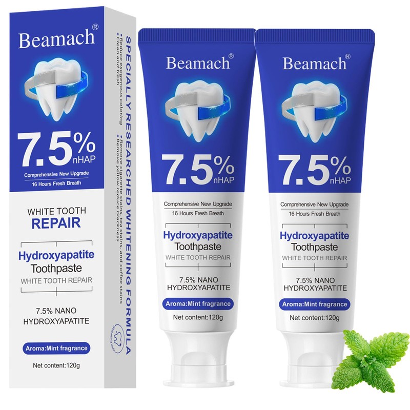 Beamach Hydroxyapatite Toothpaste, Nano 7.5% Hydroxyapatite Toothpaste, Whitening Tooth Repair,